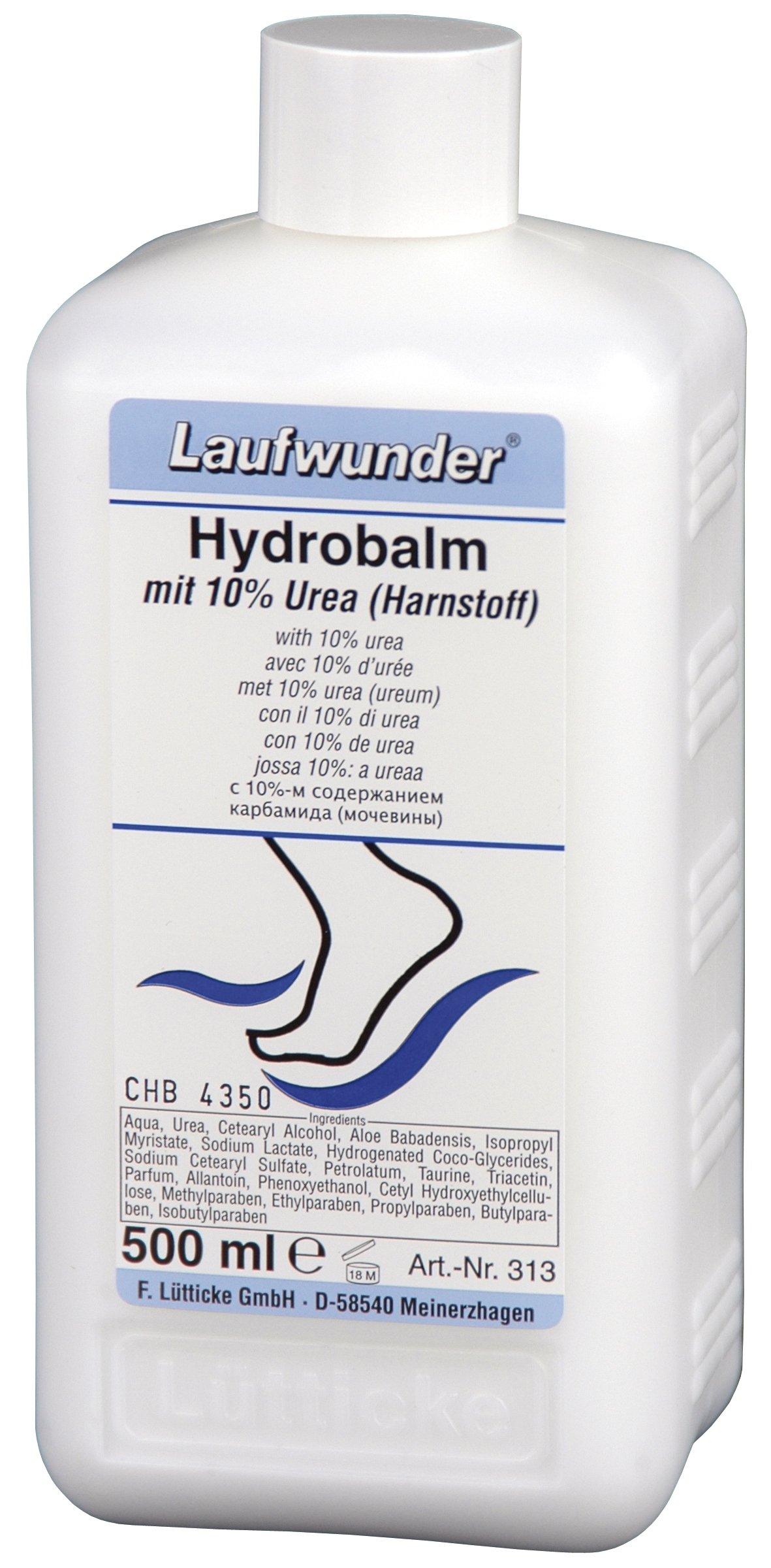 Бальзамы для ног:  Laufwunder -  Бальзам для ног интенсивное увлажнение Hydrobalm 10 % (500 мл)