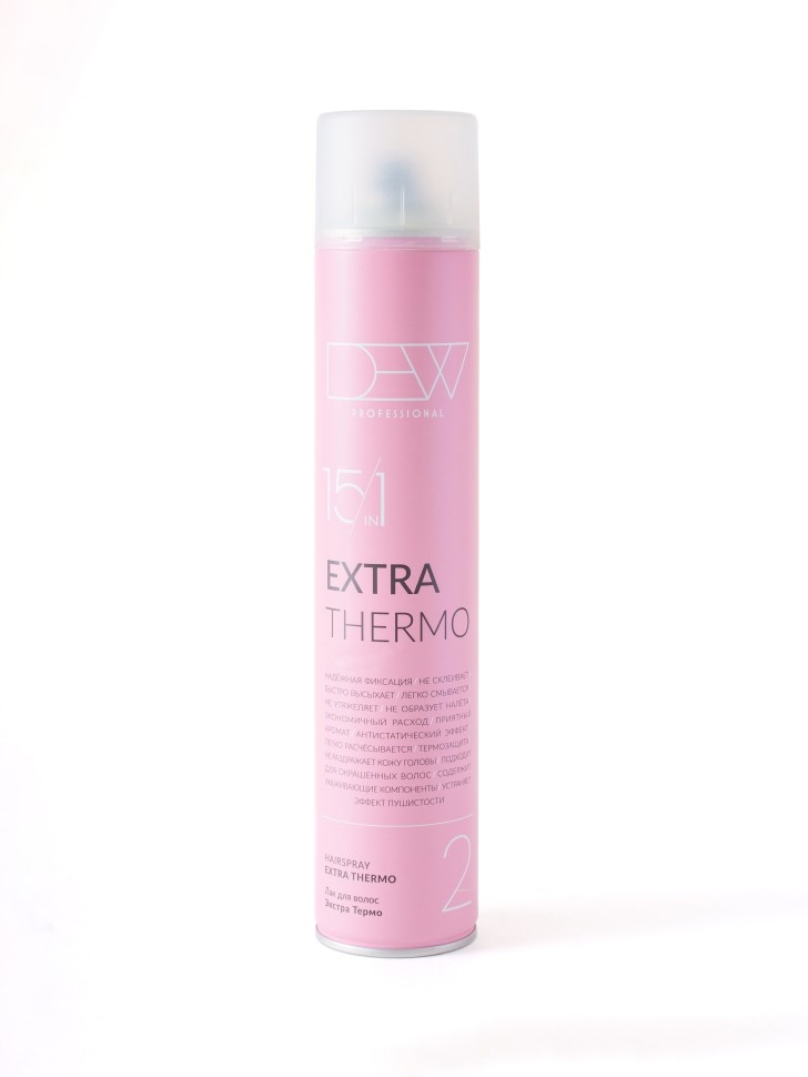 Лаки для волос:  DEW Professional -  Лак 15 в 1  Экстра термо Hairspray Extra Thermo Strong (500 мл)