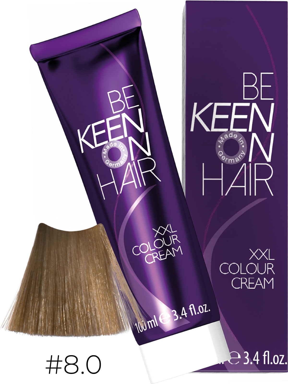 Оттеночные красители:  KEEN -  Крем-краска для волос KEEN COLOUR CREAM XXL 8.0 Интенсивный специальный блондин Blond Intensiv