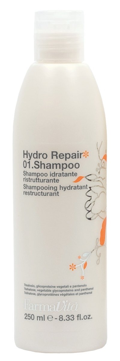 Шампуни для волос:  FarmaVita -  Шампунь для сухих и повреждённых волос Hydro Repair Shampoo (250 мл)